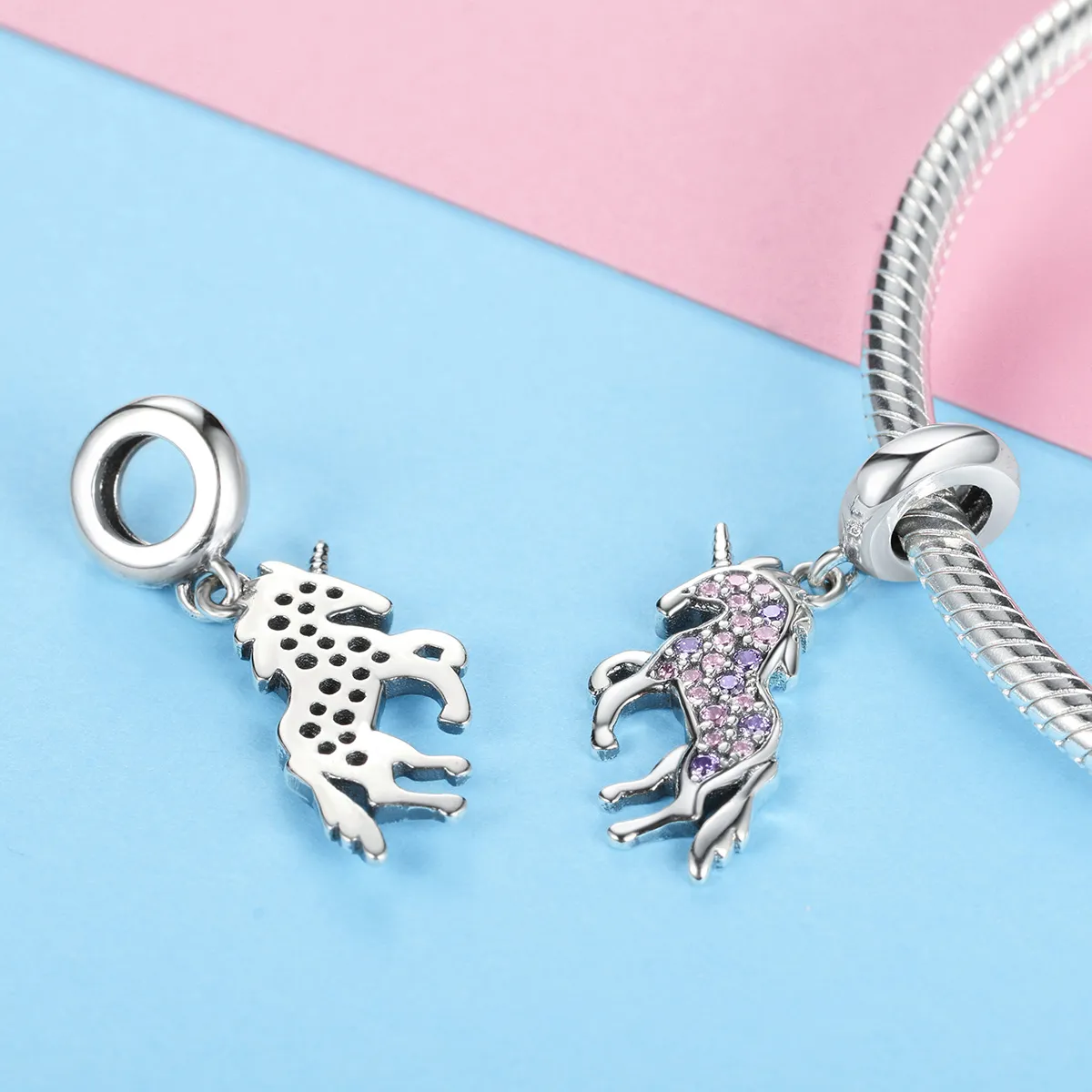 Pandora Style Silver Unicorn Dangle - SCC996