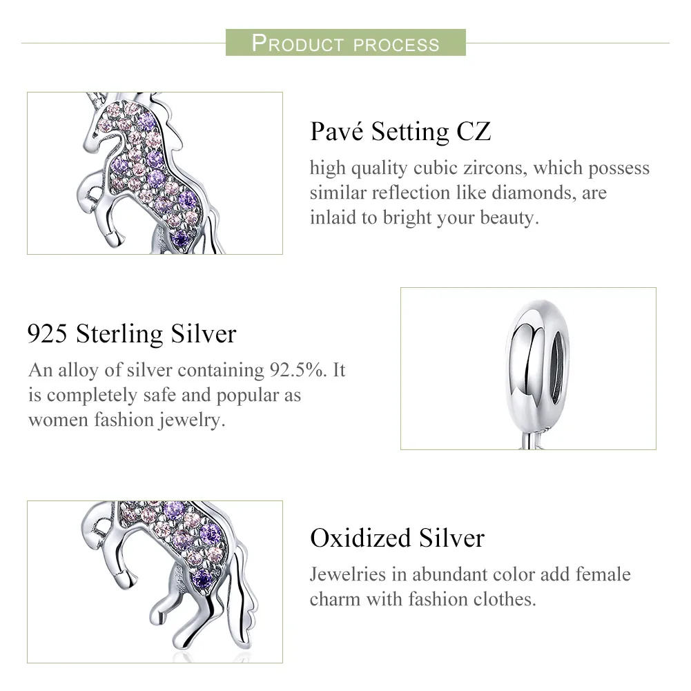 Pandora Style Silver Unicorn Dangle - SCC996