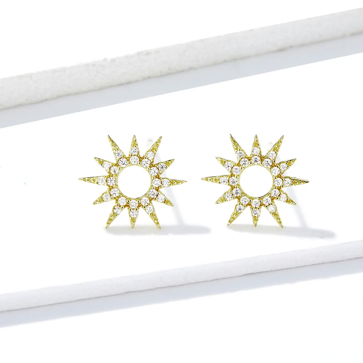 Pandora Style 18ct Gold Plated Sun Stud Earrings - BSE256