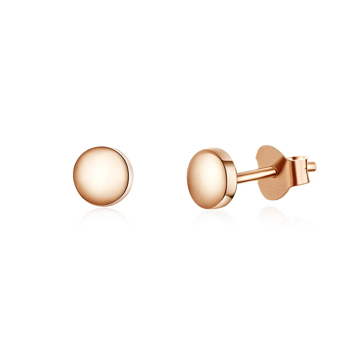 Pandora Style Rose Gold Simple Bean Stud Earrings - SCE705-C