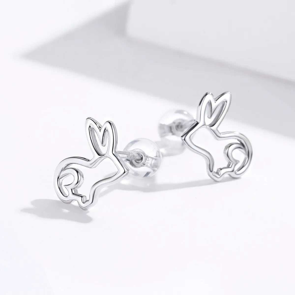 Pandora Style Silver Bunny Stud Earrings - SCE698
