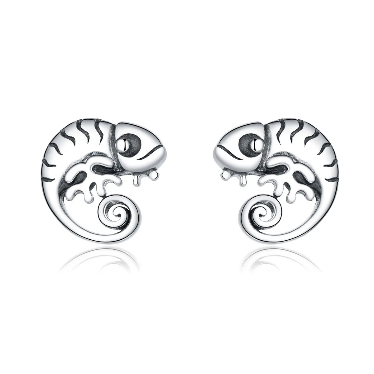 Pandora Style Silver Chameleon Stud Earrings - SCE949