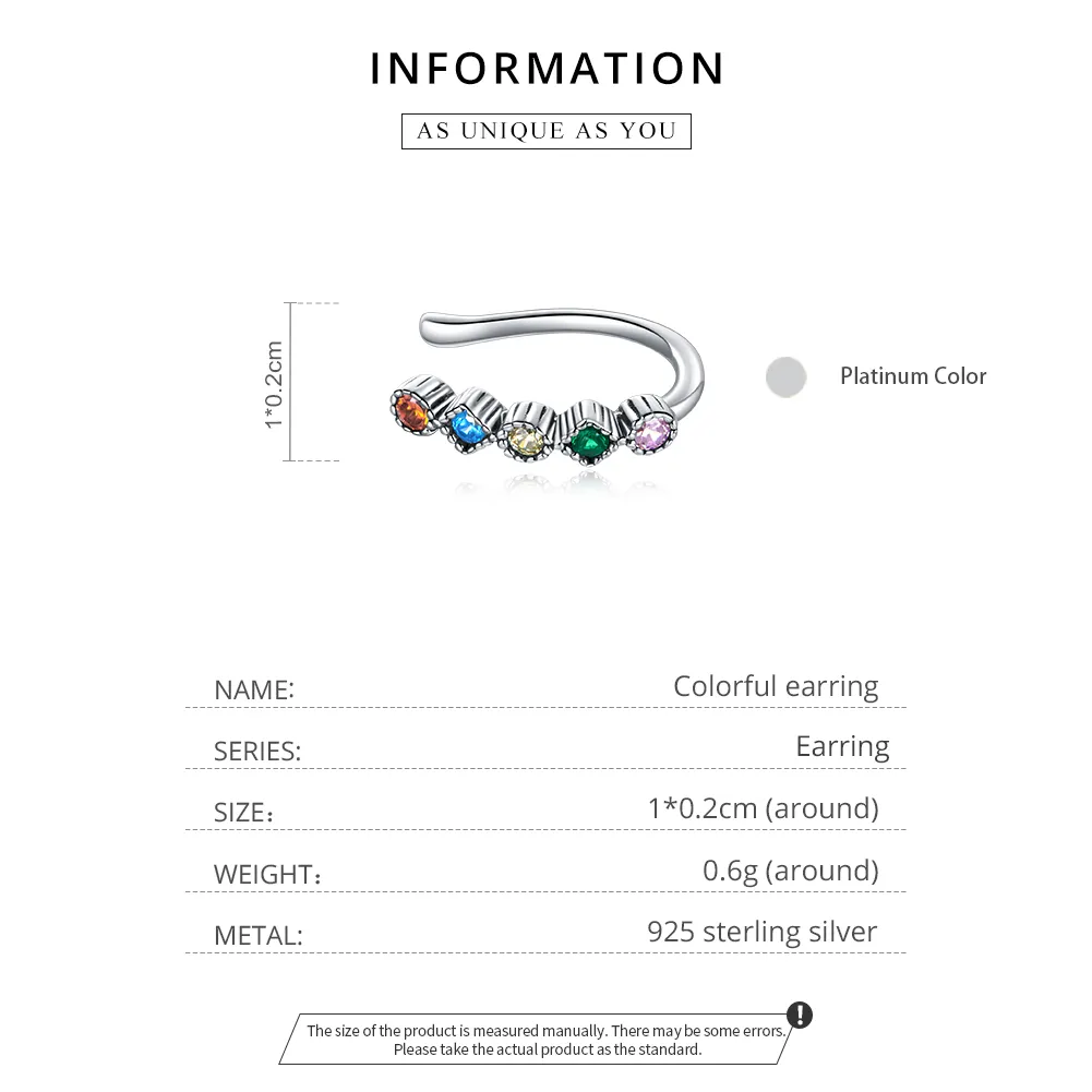 Pandora Style Silver Colorful Ear clip - SCE1064