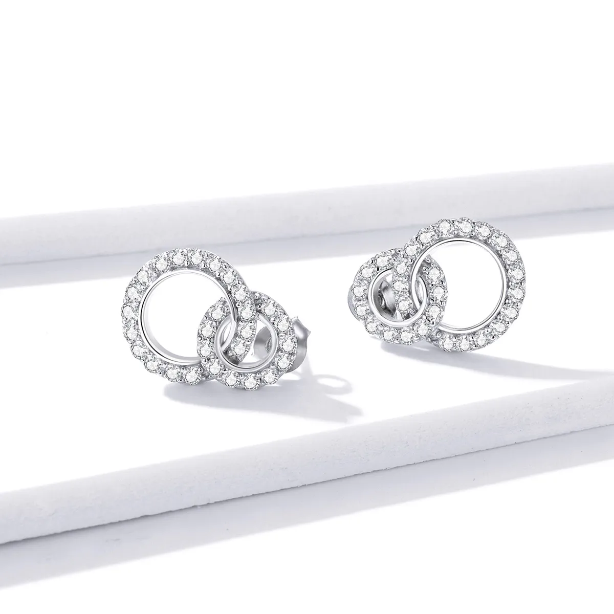 Pandora Style Silver Dazzling Doubles Stud Earrings - BSE388