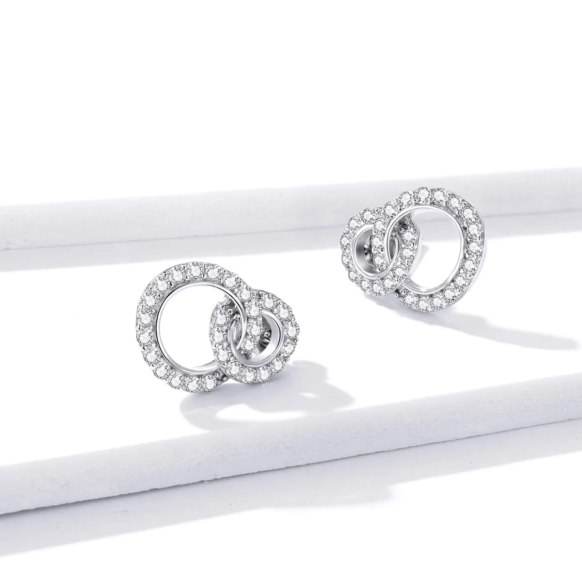 Pandora Style Silver Dazzling Doubles Stud Earrings - BSE388