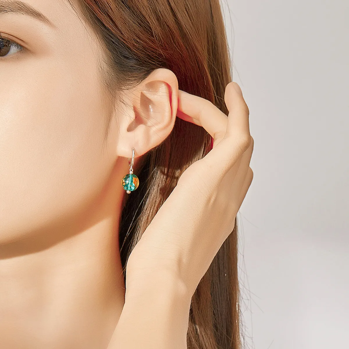 Pandora Style Silver Dream Glass Dangle Earrings - SCE817