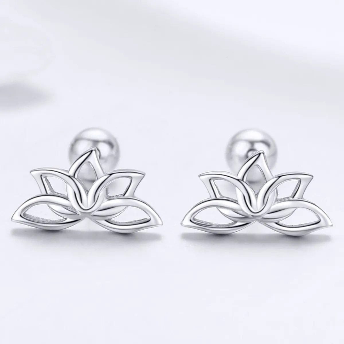 Pandora Style Silver Fresh Lotus Stud Earrings - BSE024