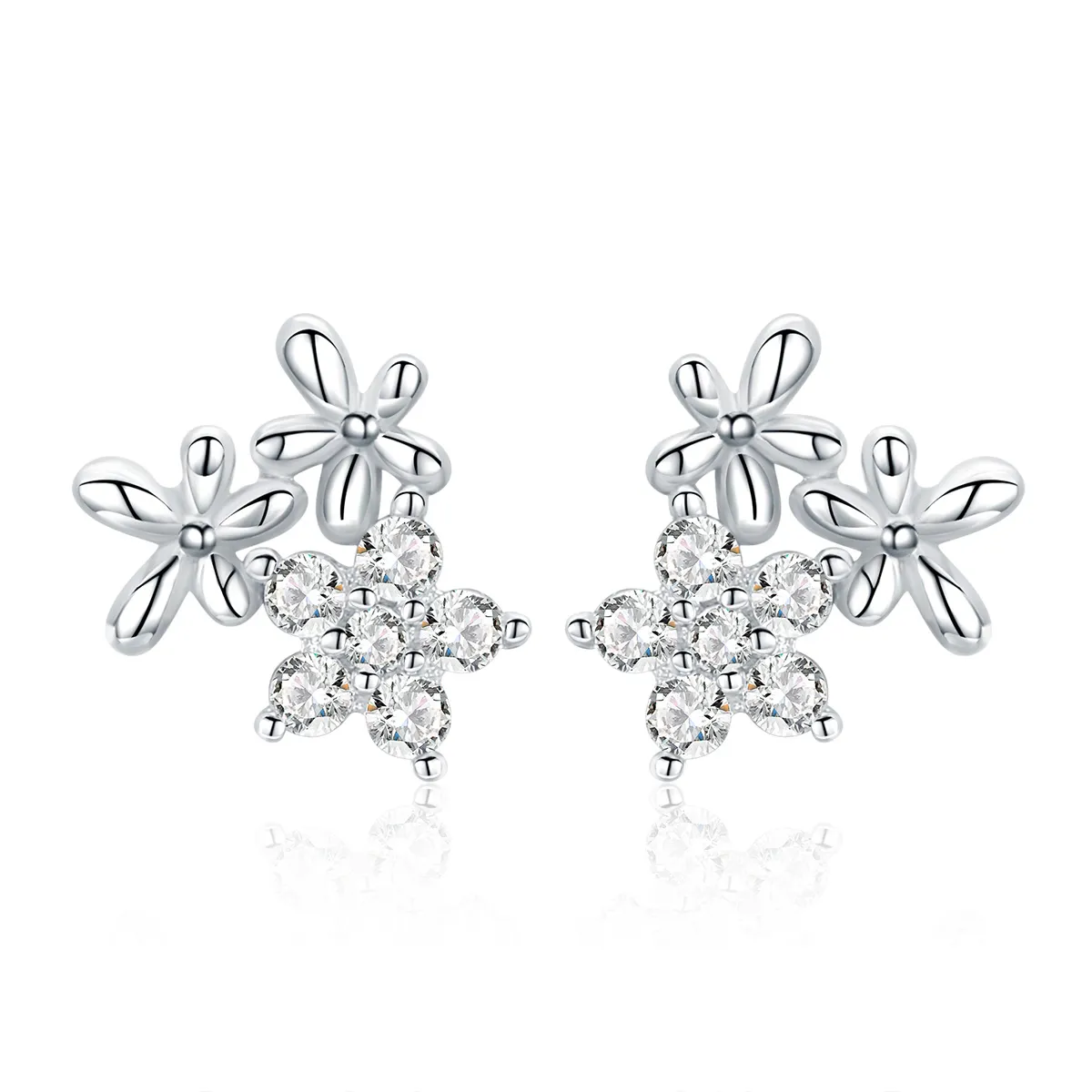 Pandora Style Silver Gypsophila Stud Earrings - BSE030