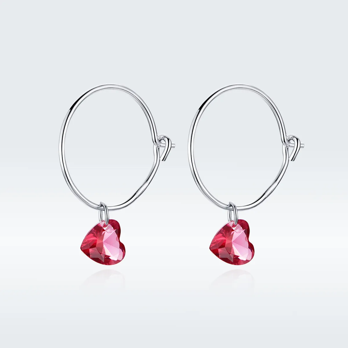 Pandora Style Silver Heart Dangle Earrings - BSE317
