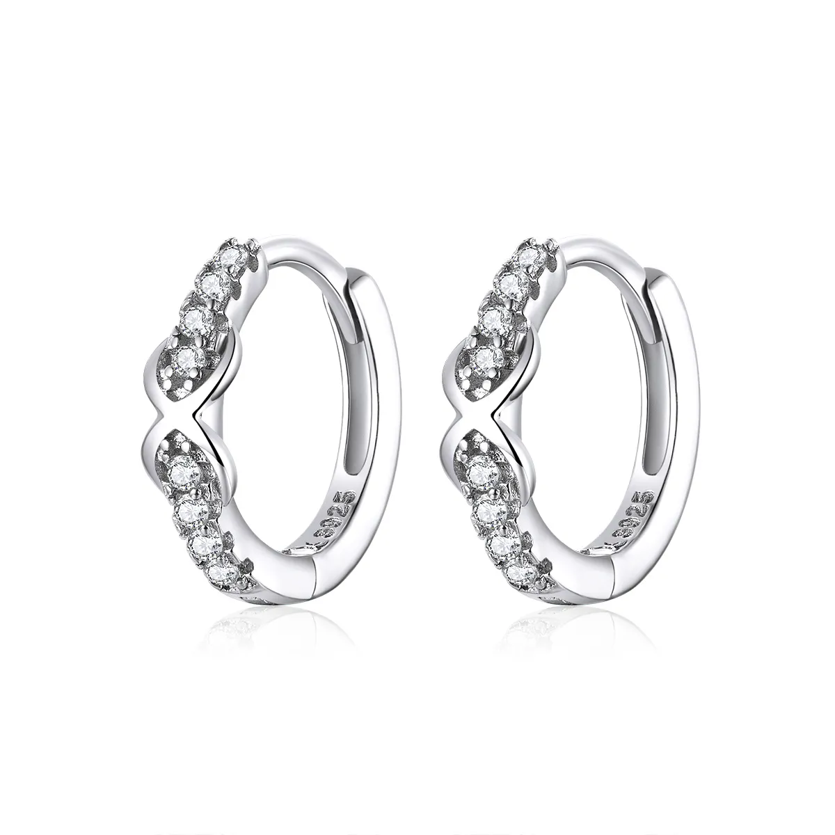 Pandora Style Silver Infinity Symbol Hoop Earrings - SCE872