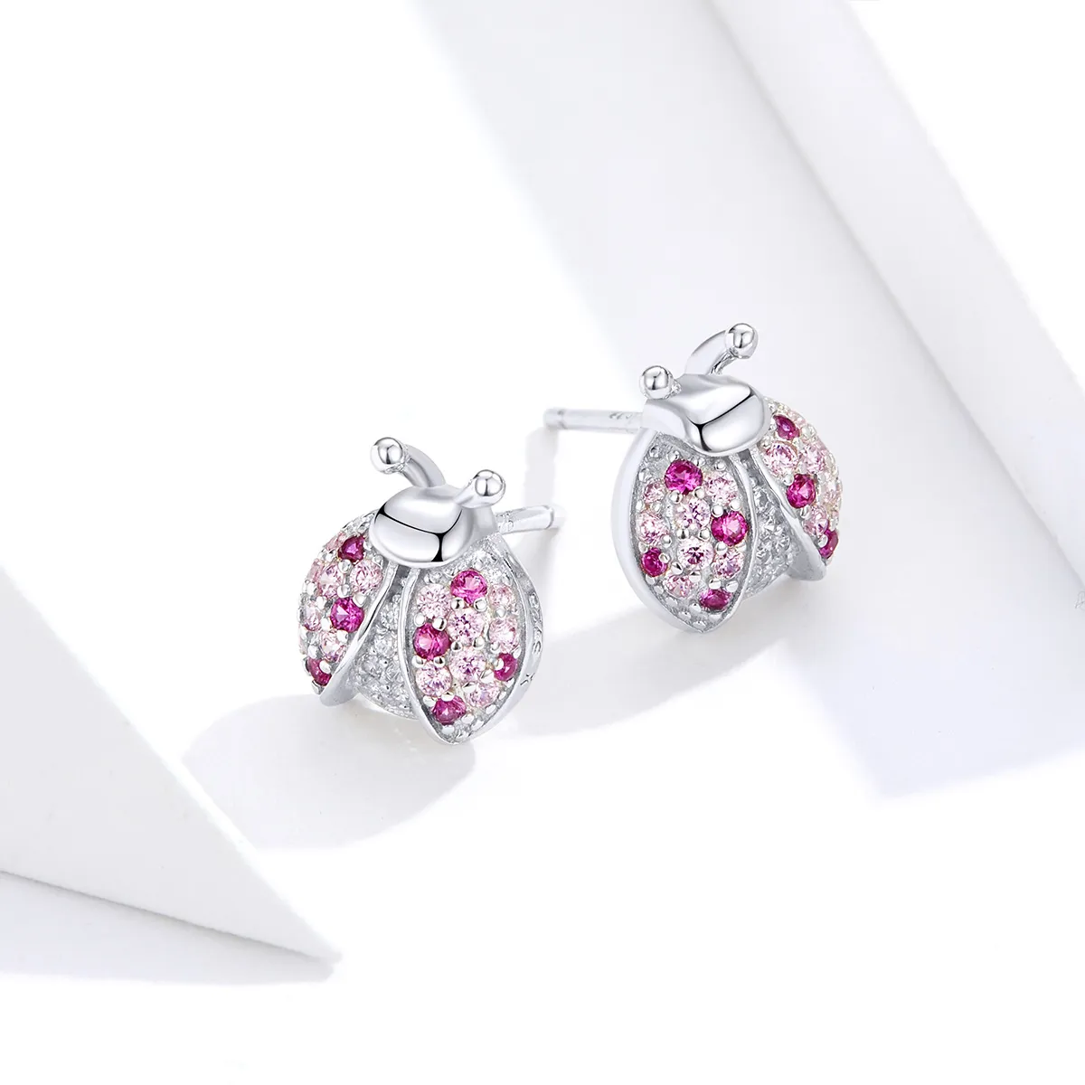 Pandora Style Silver Ladybug Stud Earrings - SCE715