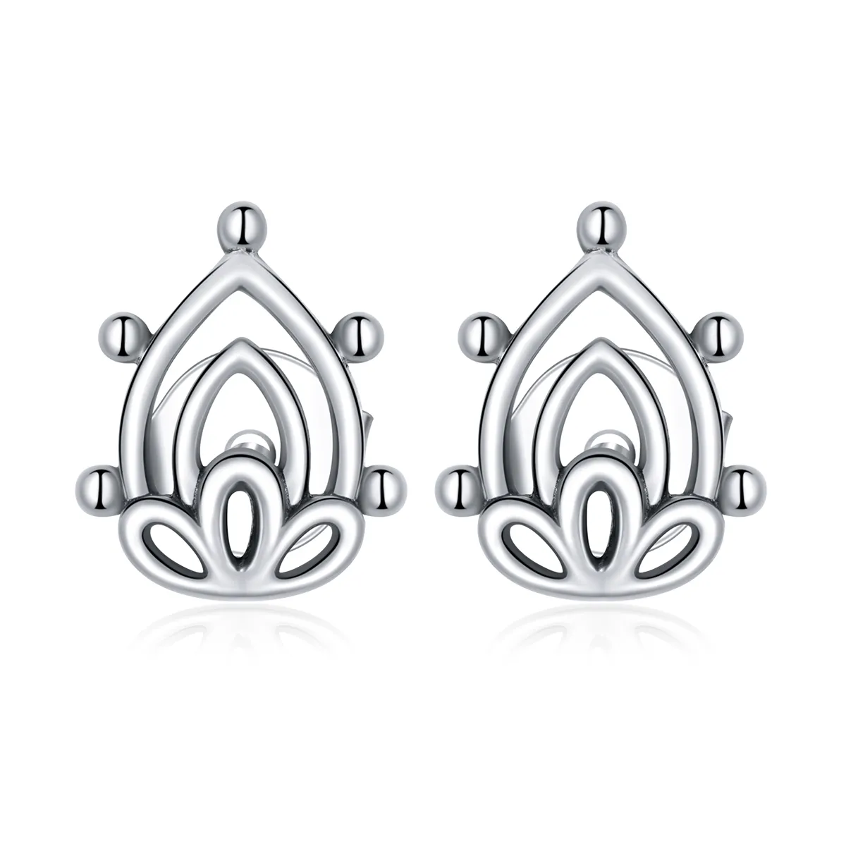 Pandora Style Silver Lotus Bud Stud Earrings - SCE989