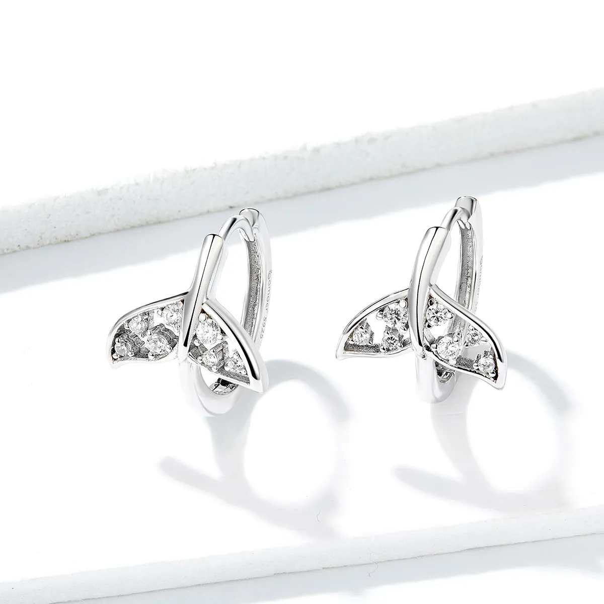 Pandora Style Silver Mermaid Tail Hoop Earrings - BSE259