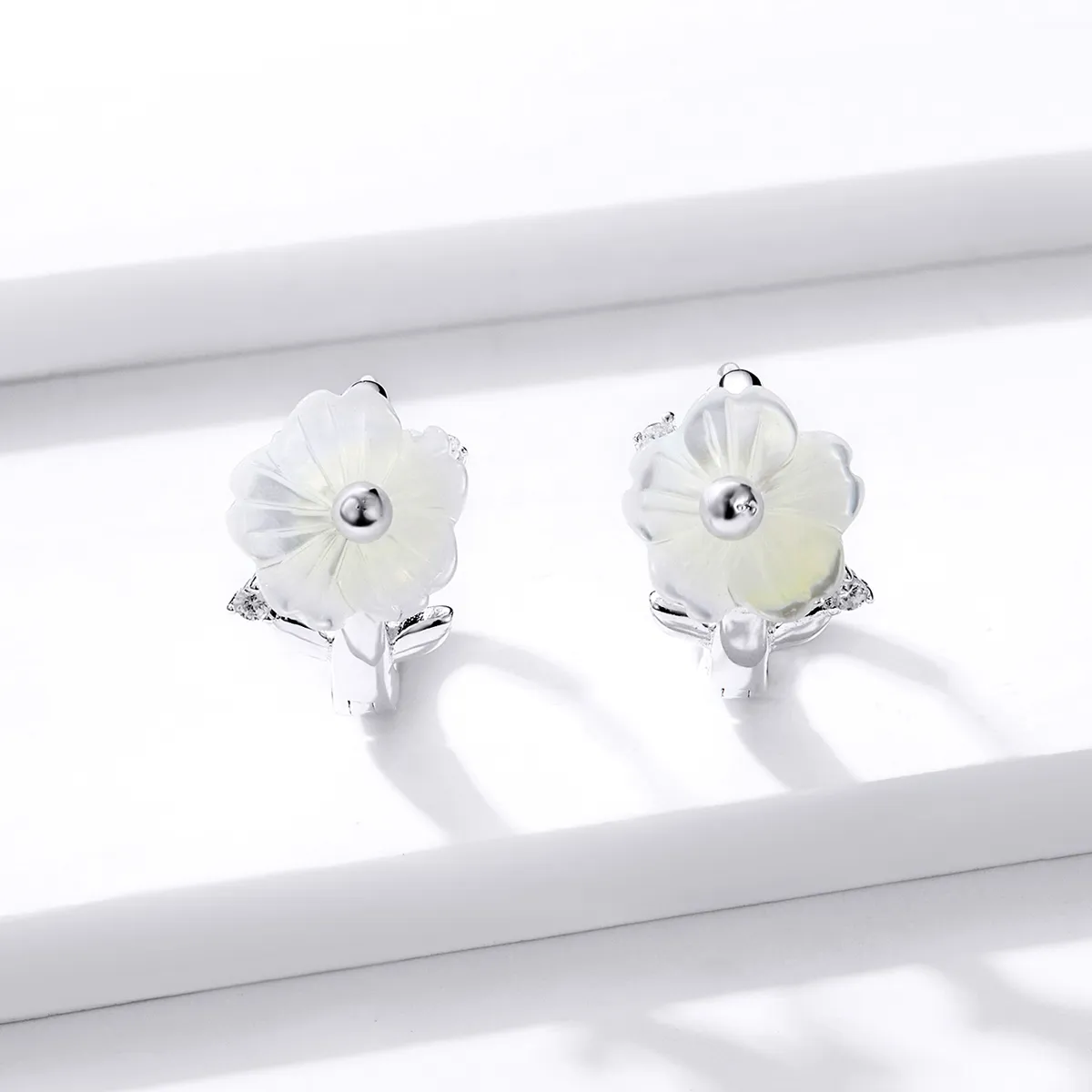 Pandora Style Silver Pure Flowers Hoop Earrings - BSE321