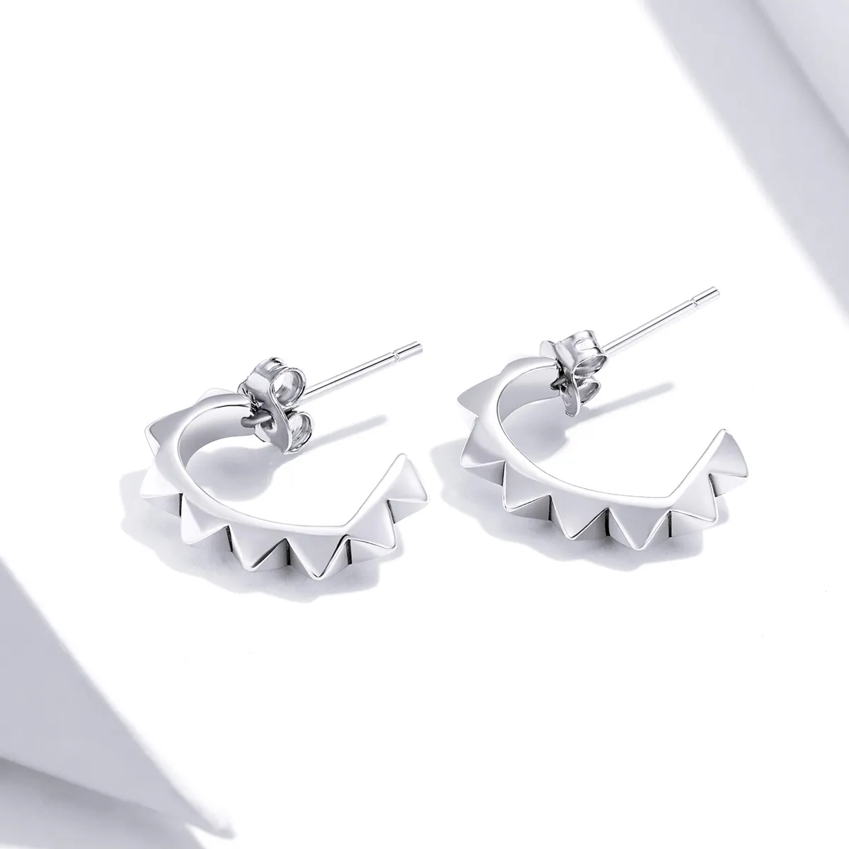 Pandora Style Silver Rivet And Heart Hoop Earrings - SCE903
