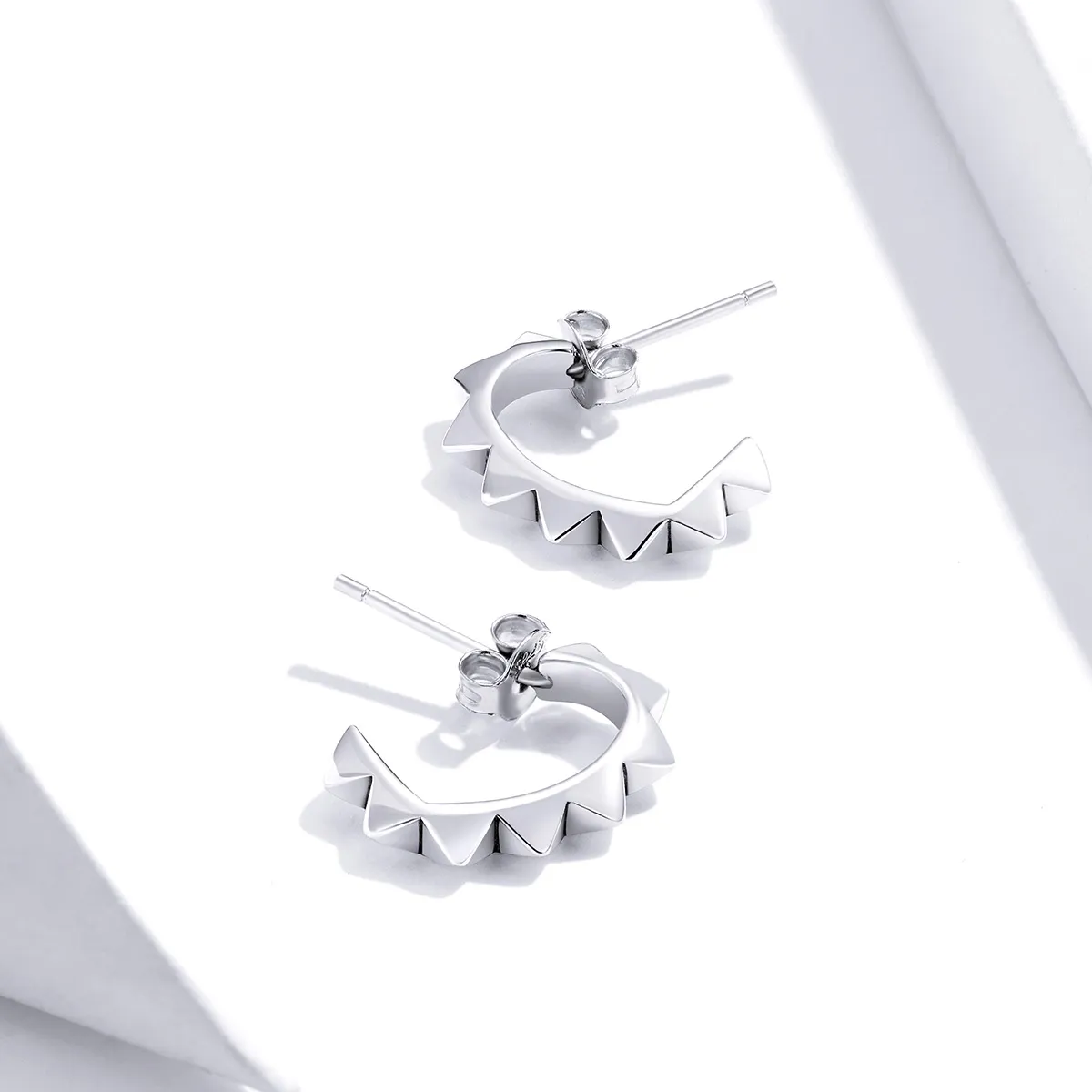 Pandora Style Silver Rivet And Heart Hoop Earrings - SCE903