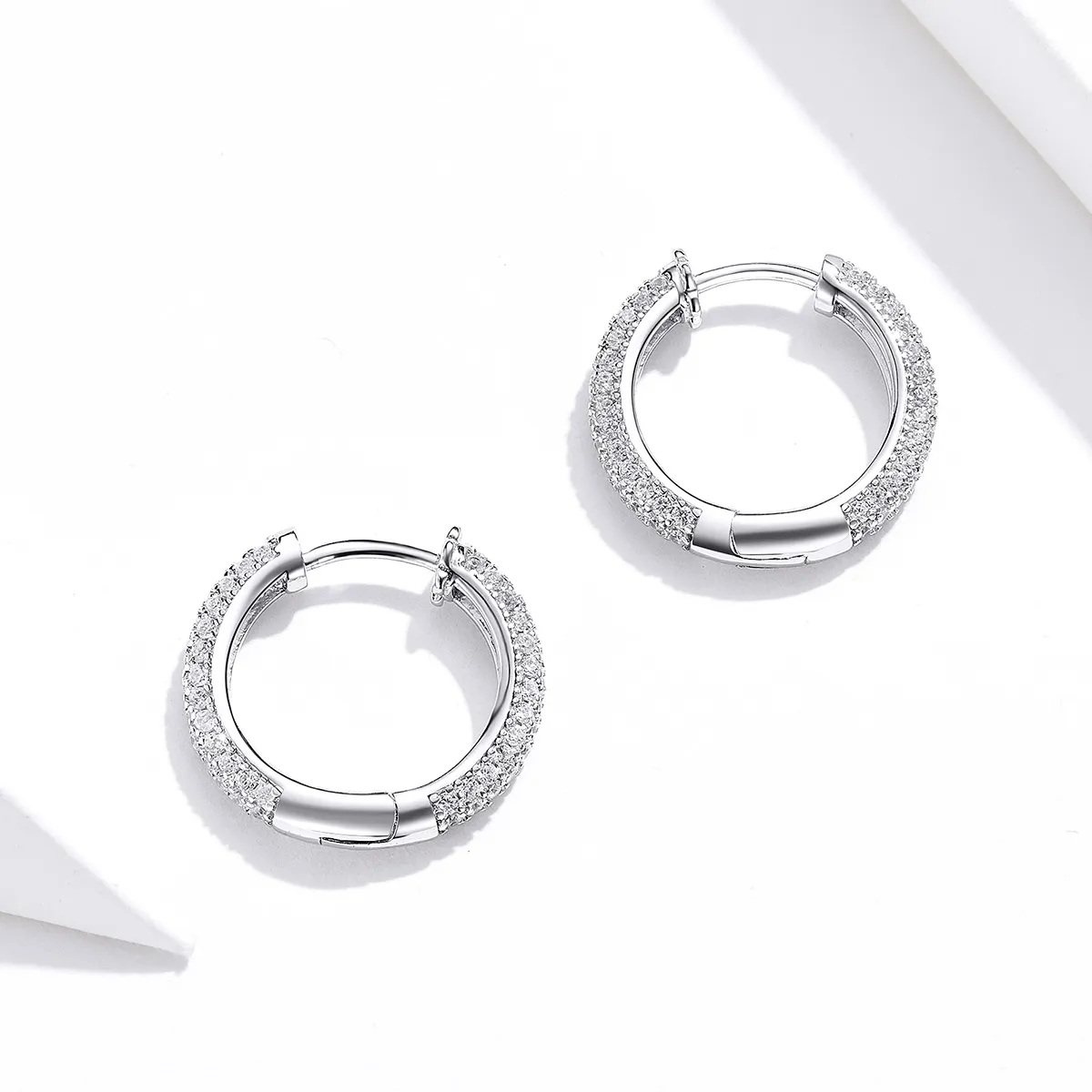 Pandora Style Silver Shining Hoop Earrings - BSE300