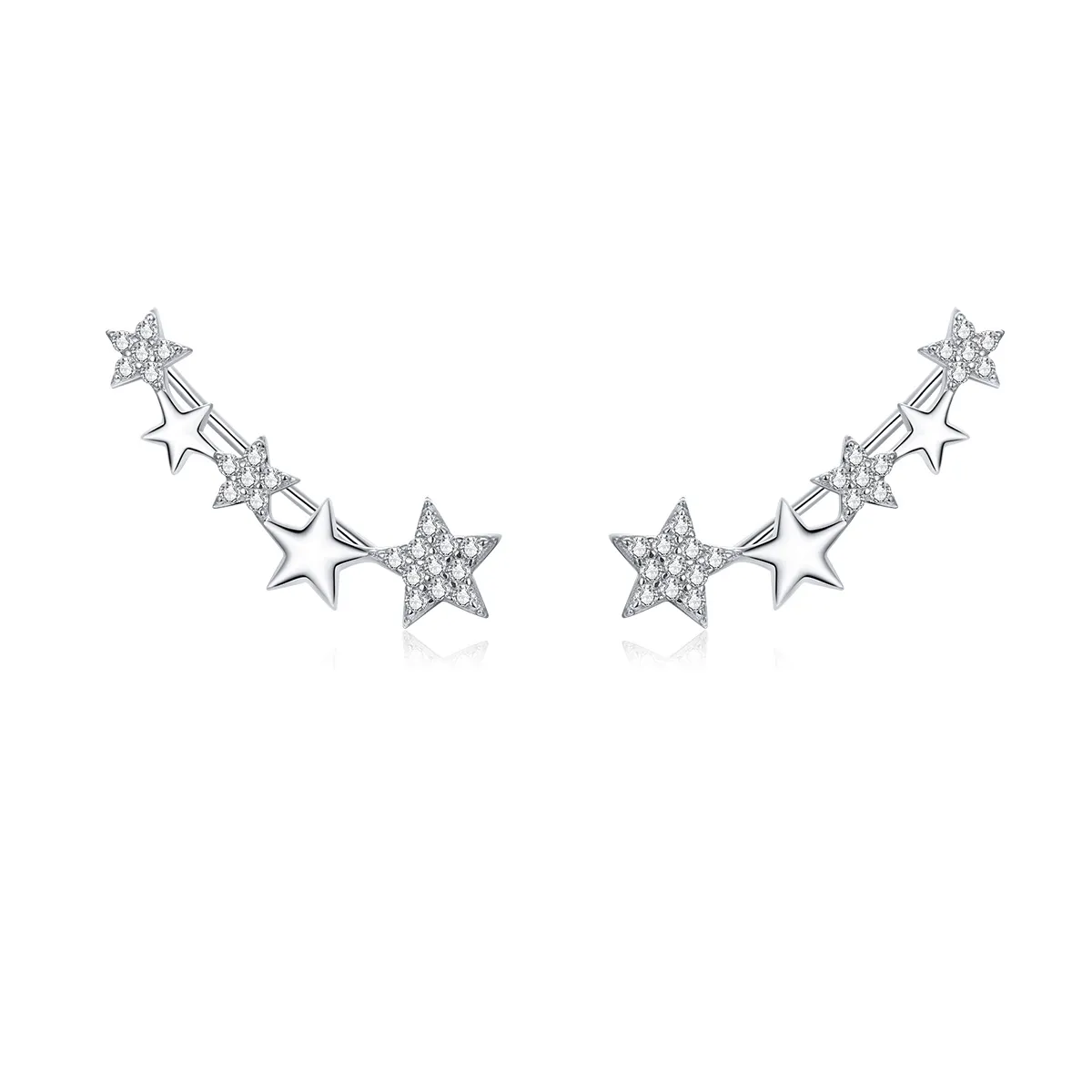 Pandora Style Silver Shining Stars Stud Earrings - BSE351