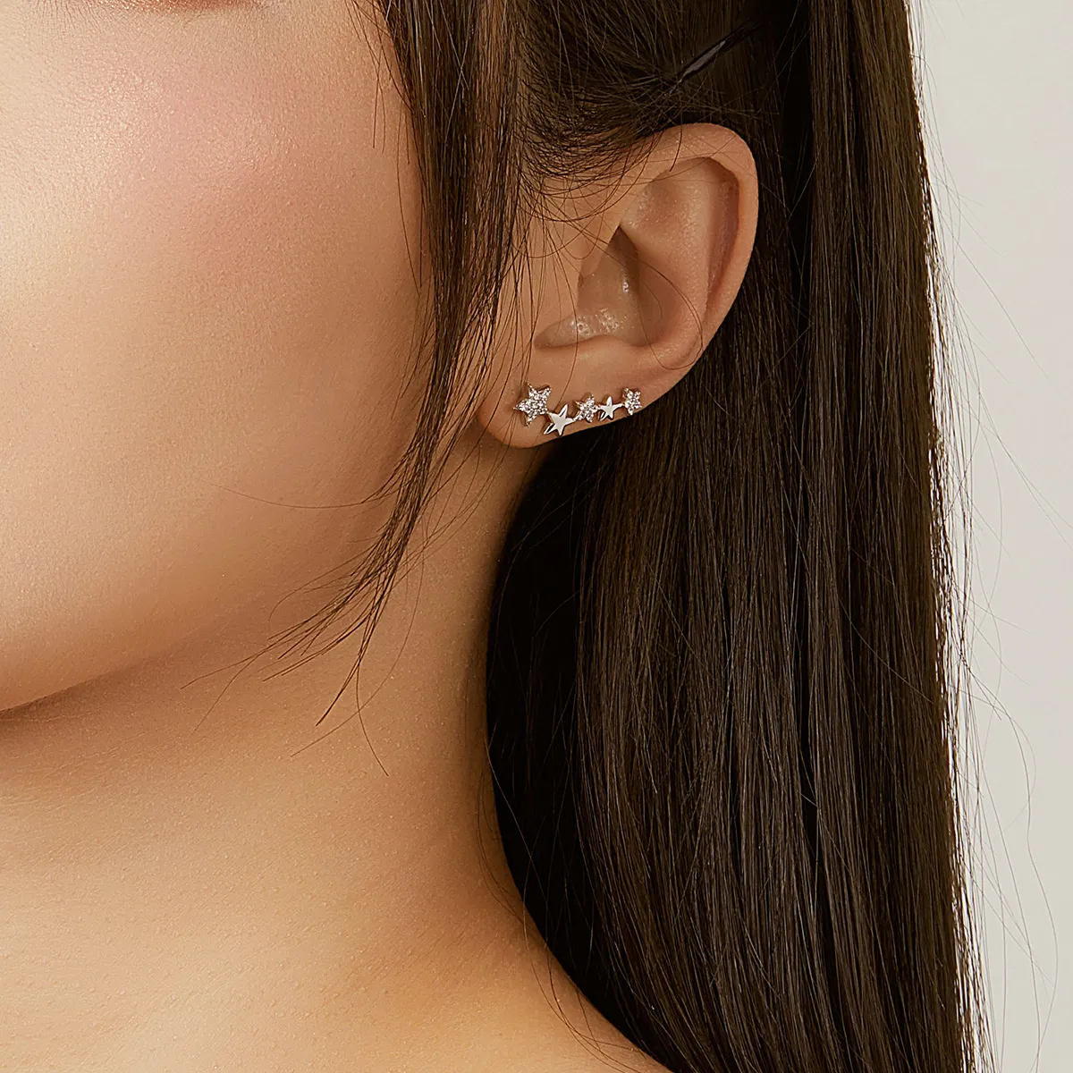 Pandora Style Silver Shining Stars Stud Earrings - BSE351
