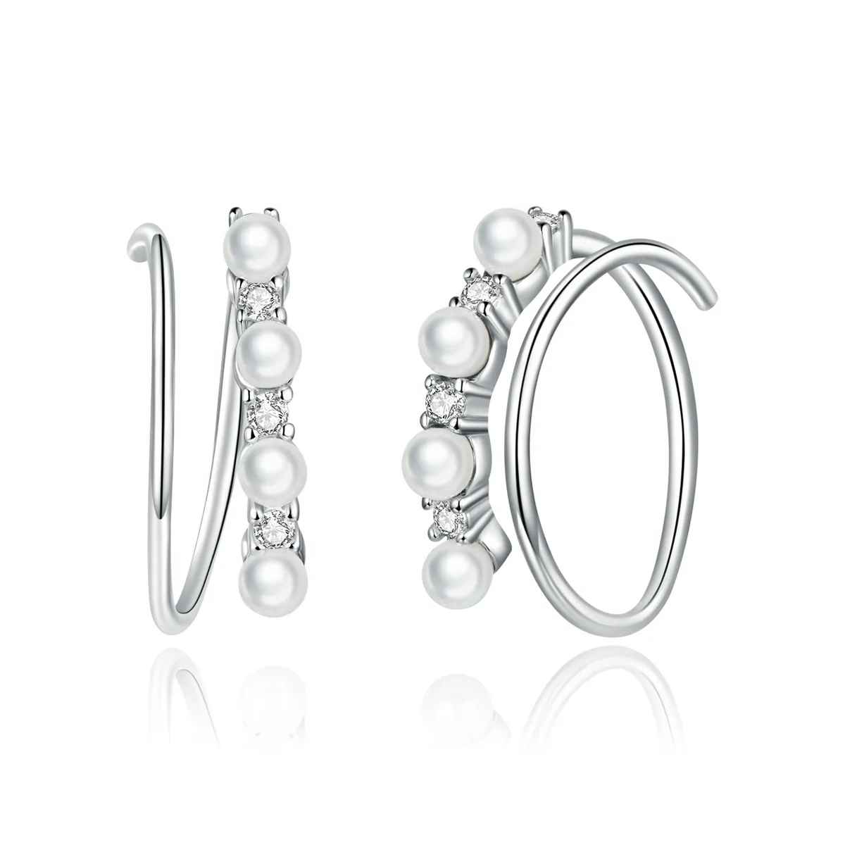 Pandora Style Silver Simple Geometry Hoop Earrings - SCE932