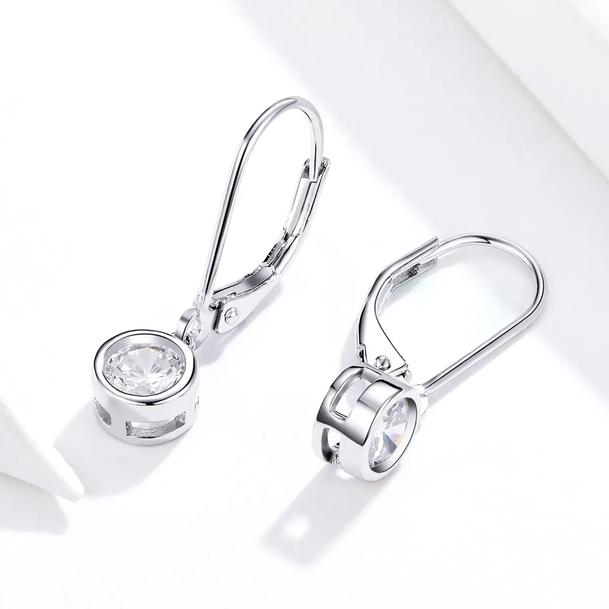 Pandora Style Silver Sparkle Dangle Earrings - SCE747