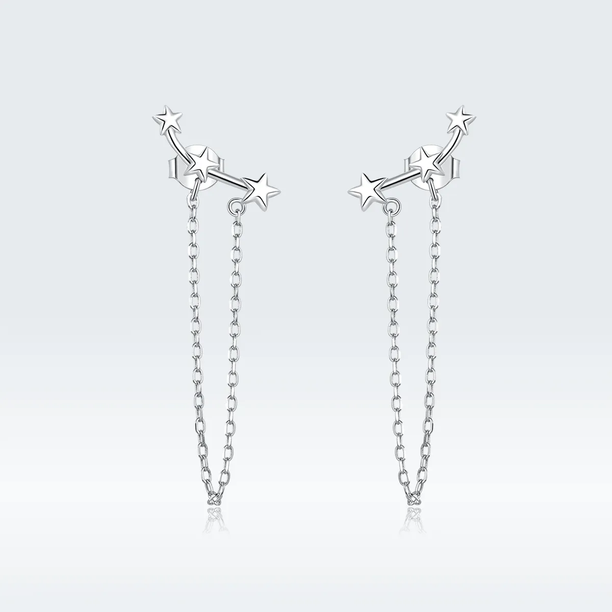 Pandora Style Silver Starry Dangle Earrings - BSE361
