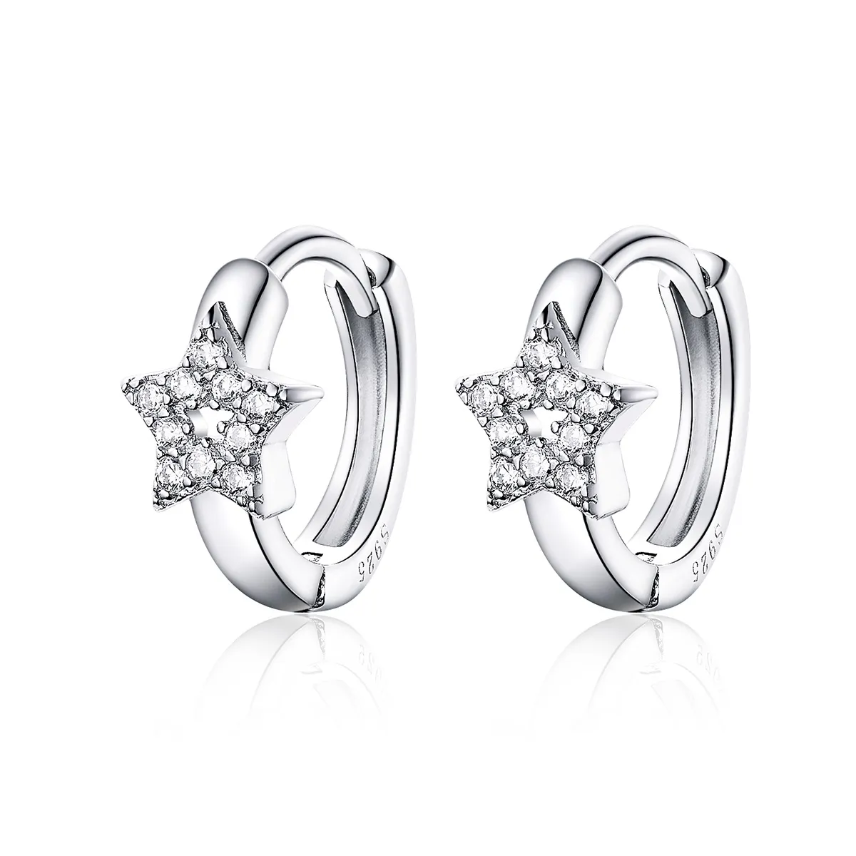 Pandora Style Silver Starry Light Hoop Earrings - BSE172