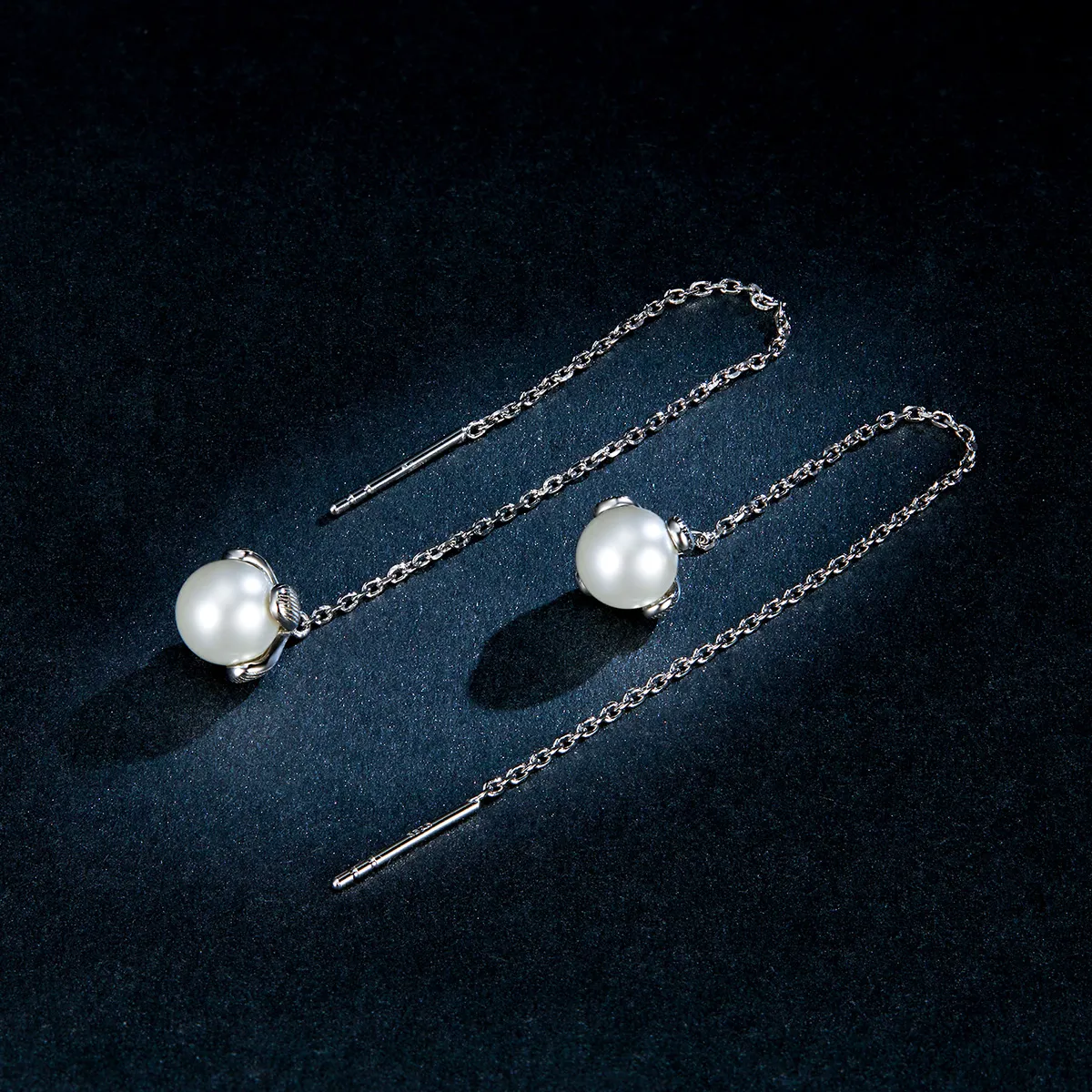 Pandora Style Silver Thread Pure Flowers Dangle Earrings - BSE373