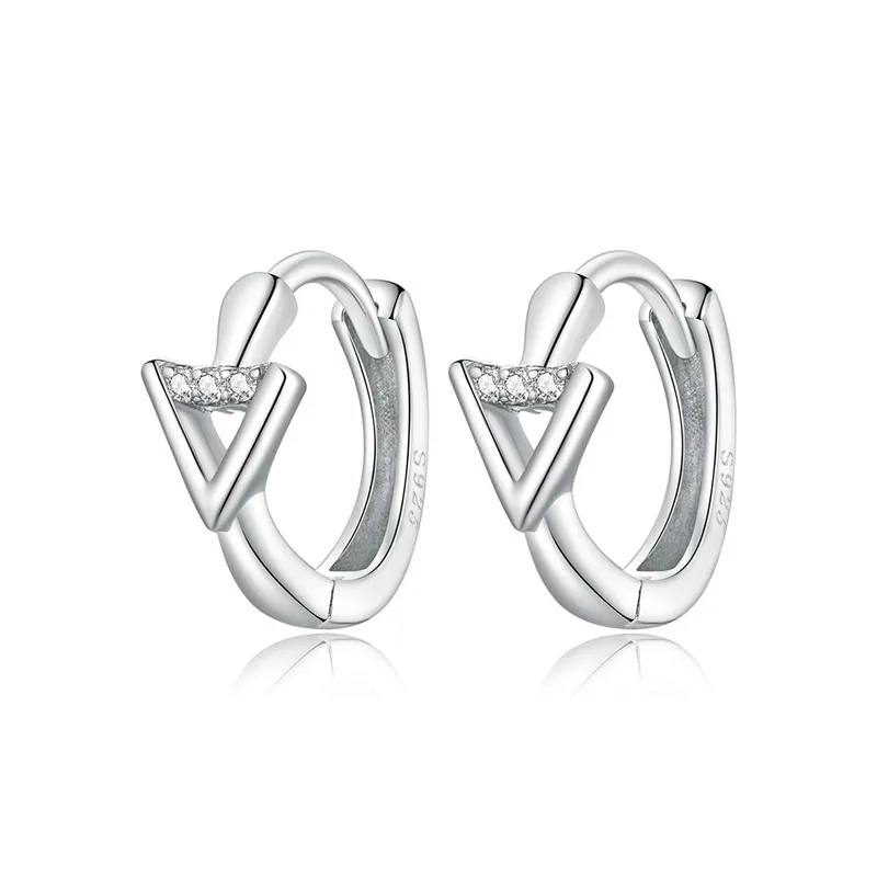 Pandora Style Silver Triangle Stud Earrings - SCE1039