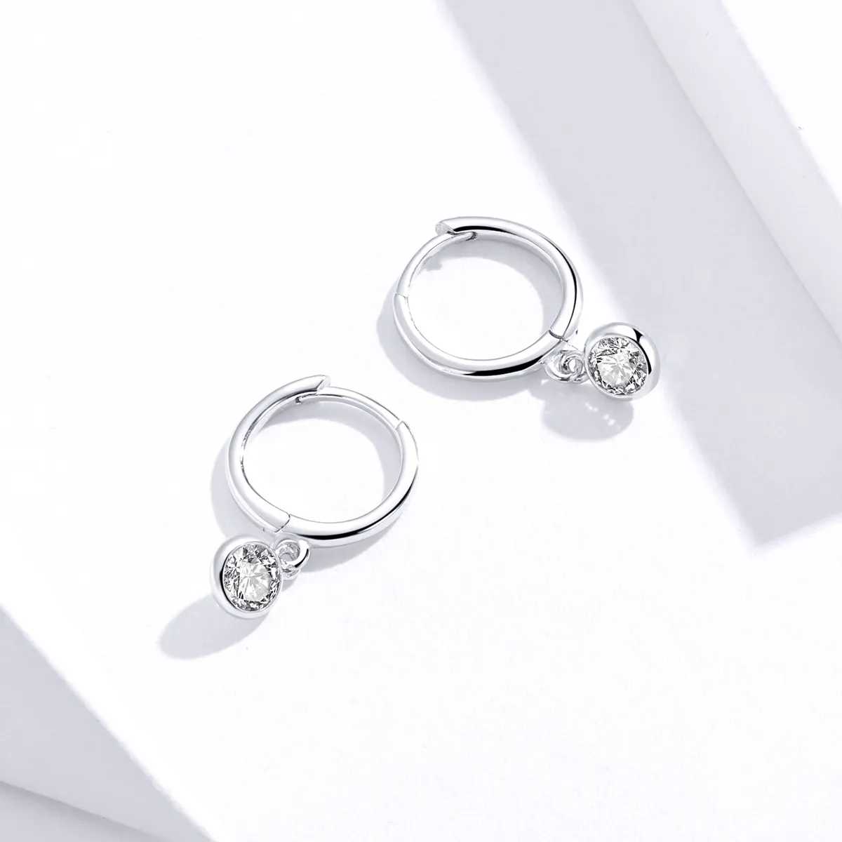 Pandora Style Silver Zirconia Dangle Earrings - SCE830
