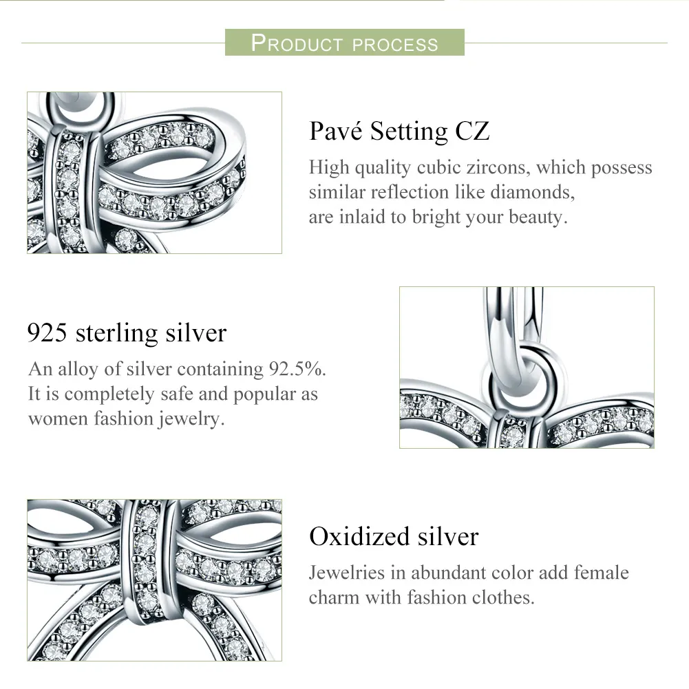 Pandora Style Silver Bow Pendant - SCC775