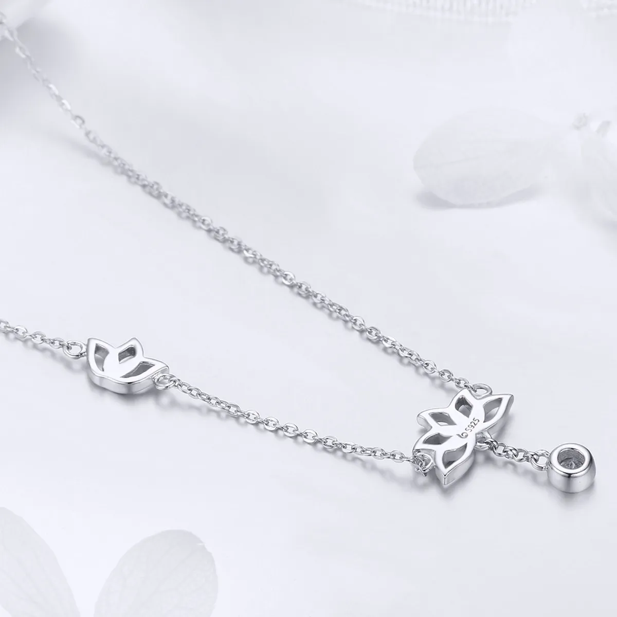 Pandora Style Silver Fresh Lotus Pendant Necklace - BSN012