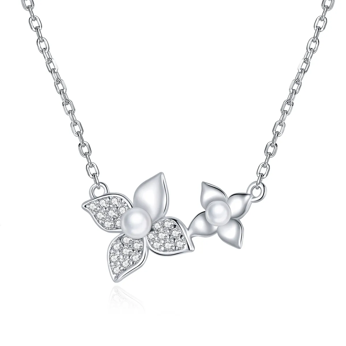 Pandora Style Silver Hydrangea Ball Pendant Necklace - SCN438