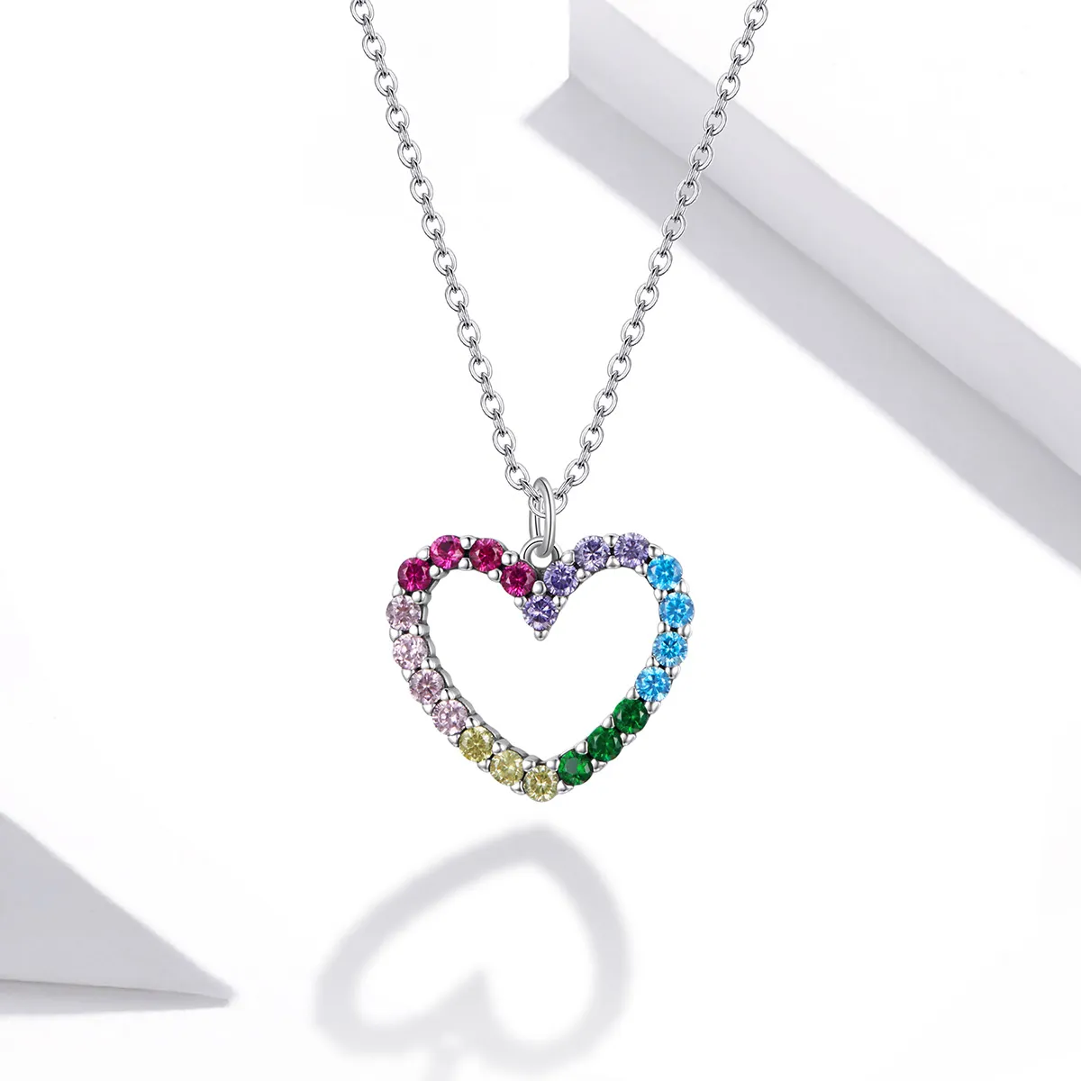 Pandora Style Silver Love of Rainbow Pendant Necklace - SCN449