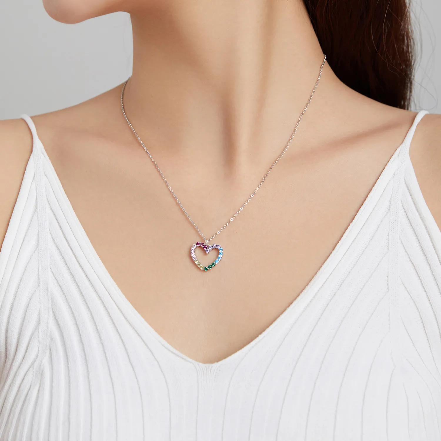 Pandora Style Silver Love of Rainbow Pendant Necklace - SCN449