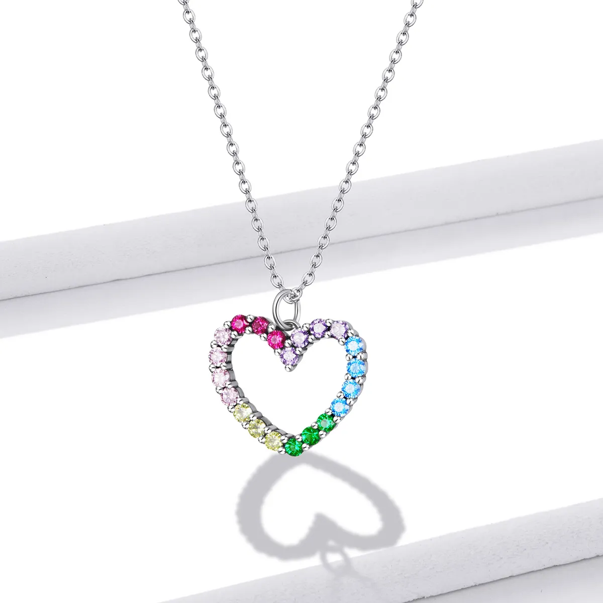 Pandora Style Silver Love of Rainbow Pendant Necklace - SCN449