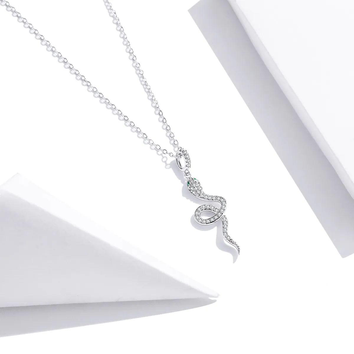 Pandora Style Silver Lovely Snake Pendant Necklace - SCN409