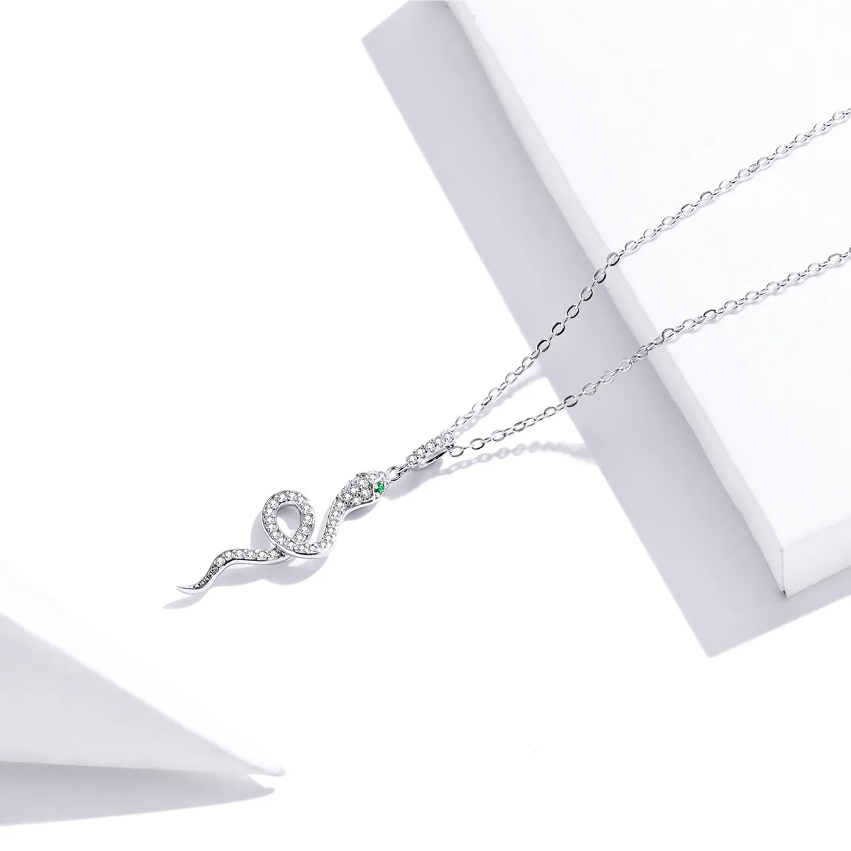 Pandora Style Silver Lovely Snake Pendant Necklace - SCN409