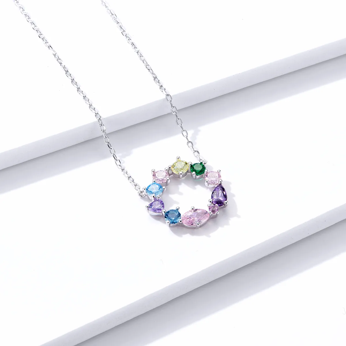Pandora Style Silver Lucky Wreath Pendant Necklace - BSN178