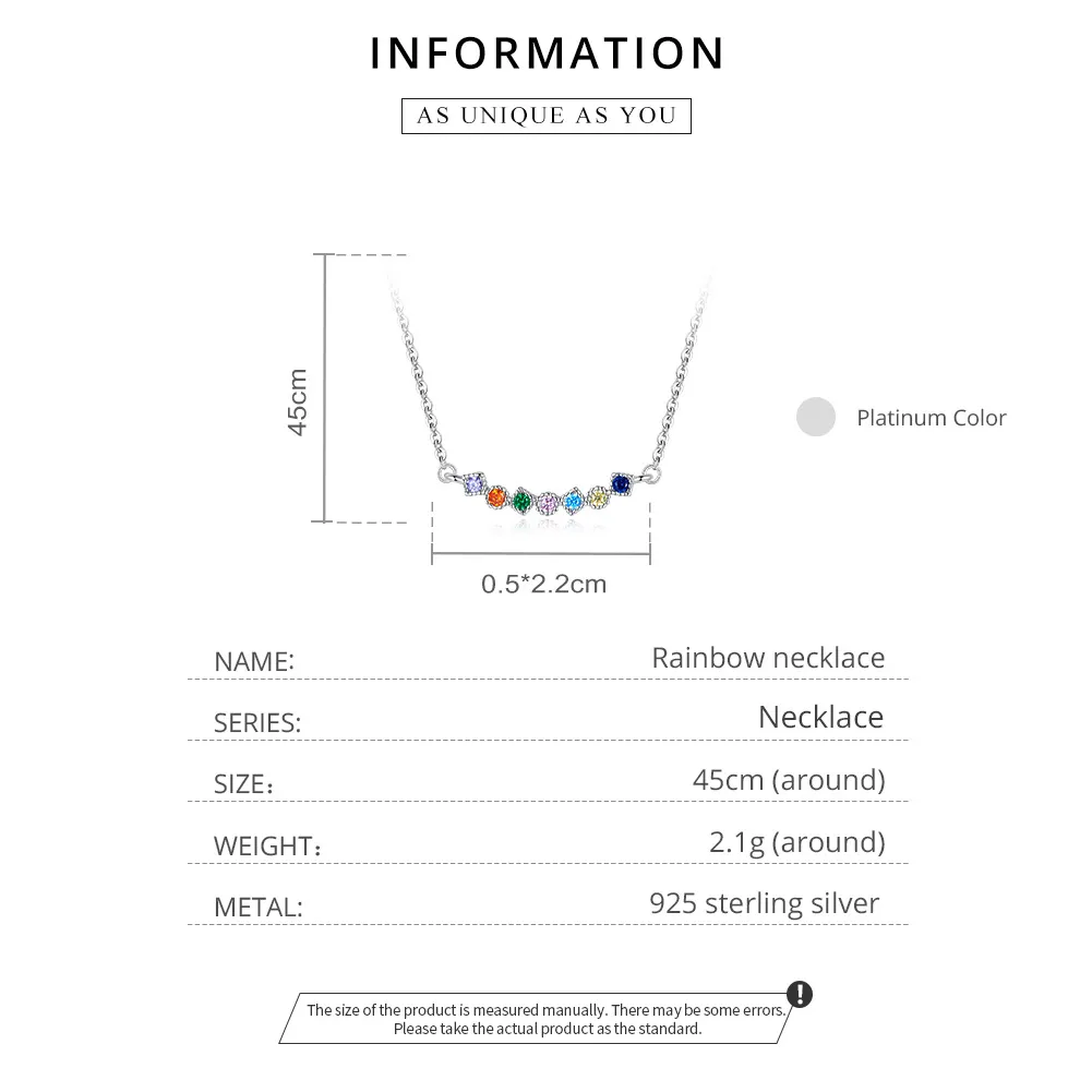 Pandora Style Silver Rainbow Pendant Necklace - SCN451