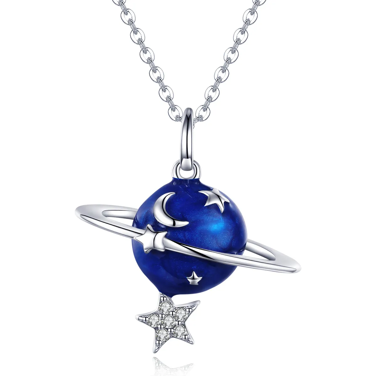 Pandora Style Silver Secret Planet Pendant Necklace - BSN007