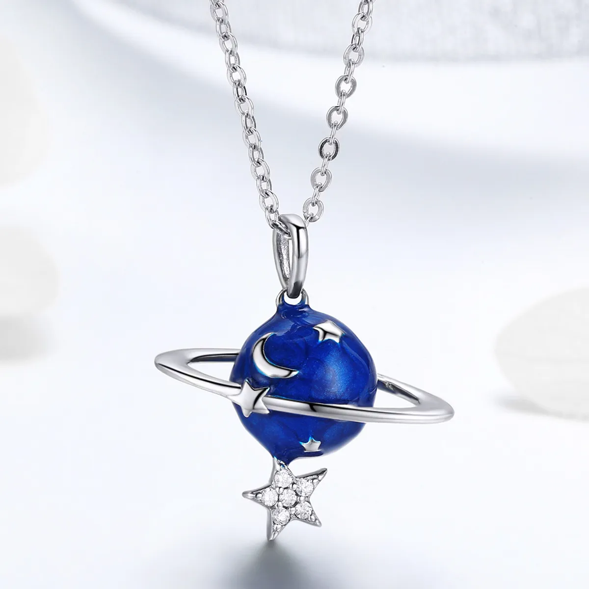 Pandora Style Silver Secret Planet Pendant Necklace - BSN007