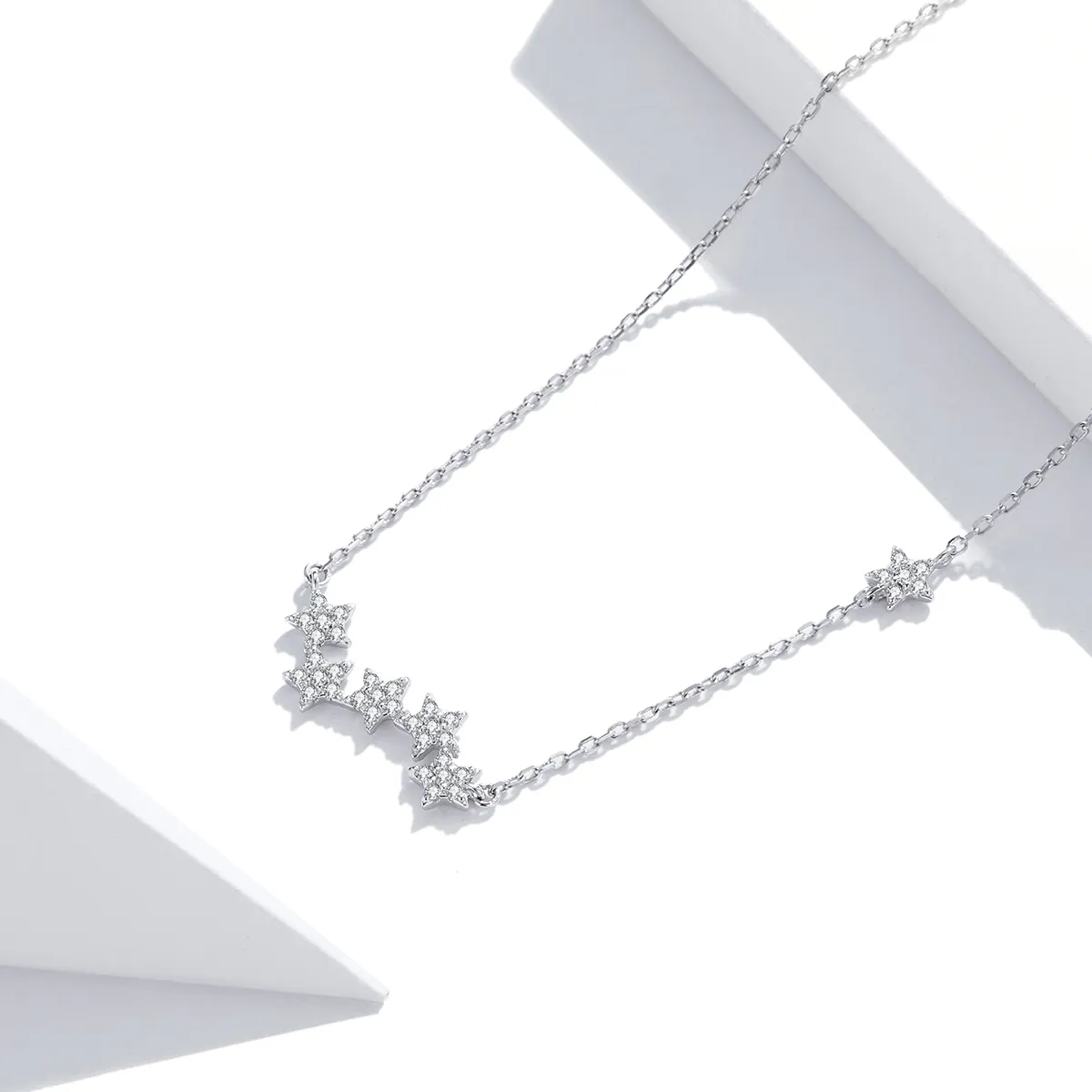 Pandora Style Silver Twinkling Stars Pendant Necklace - SCN419