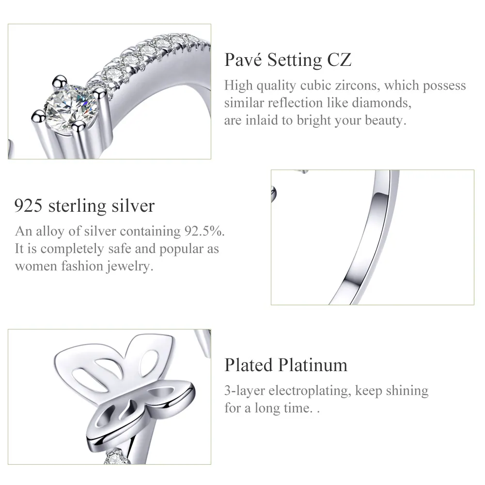 Pandora Style Silver Butterfly Open Ring - SCR550