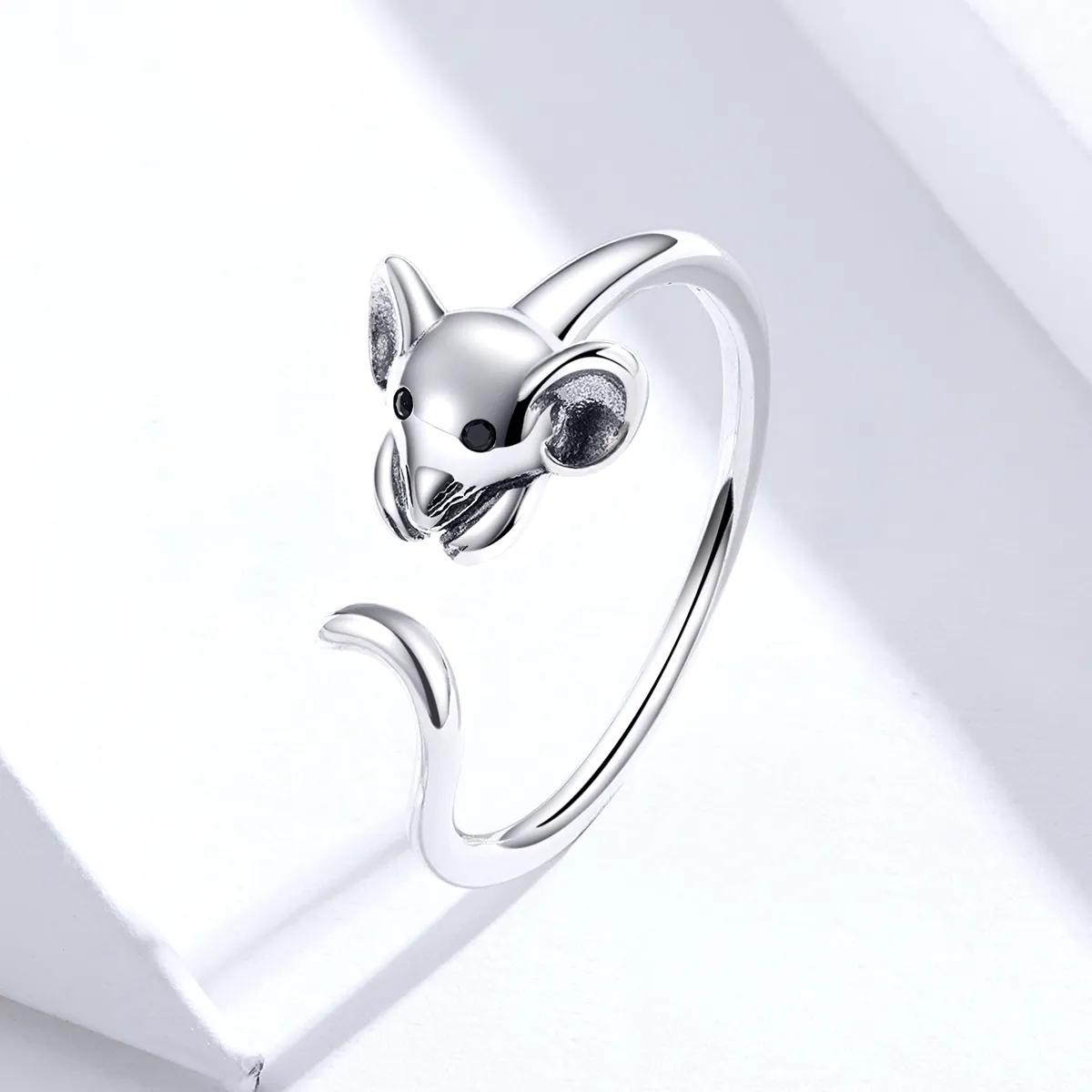 Pandora Style Silver Cute Mouse Open Ring - SCR632