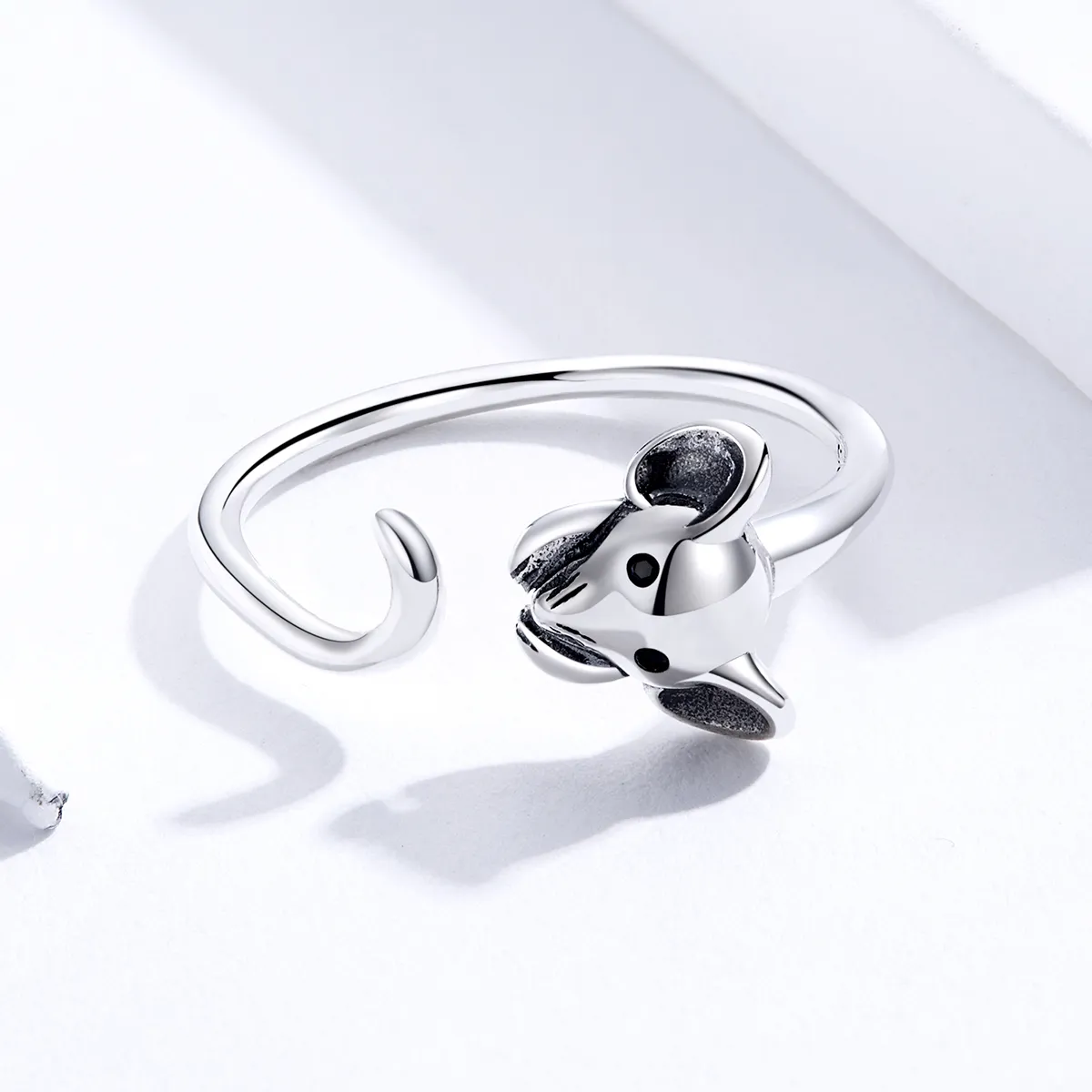 Pandora Style Silver Cute Mouse Open Ring - SCR632