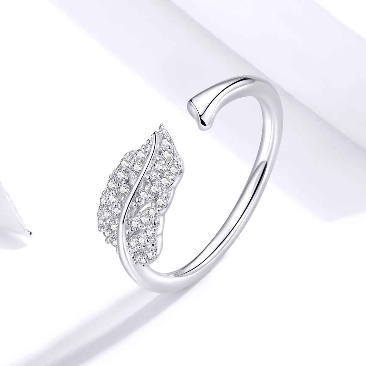 Pandora Style Silver Feather Open Ring - SCR614