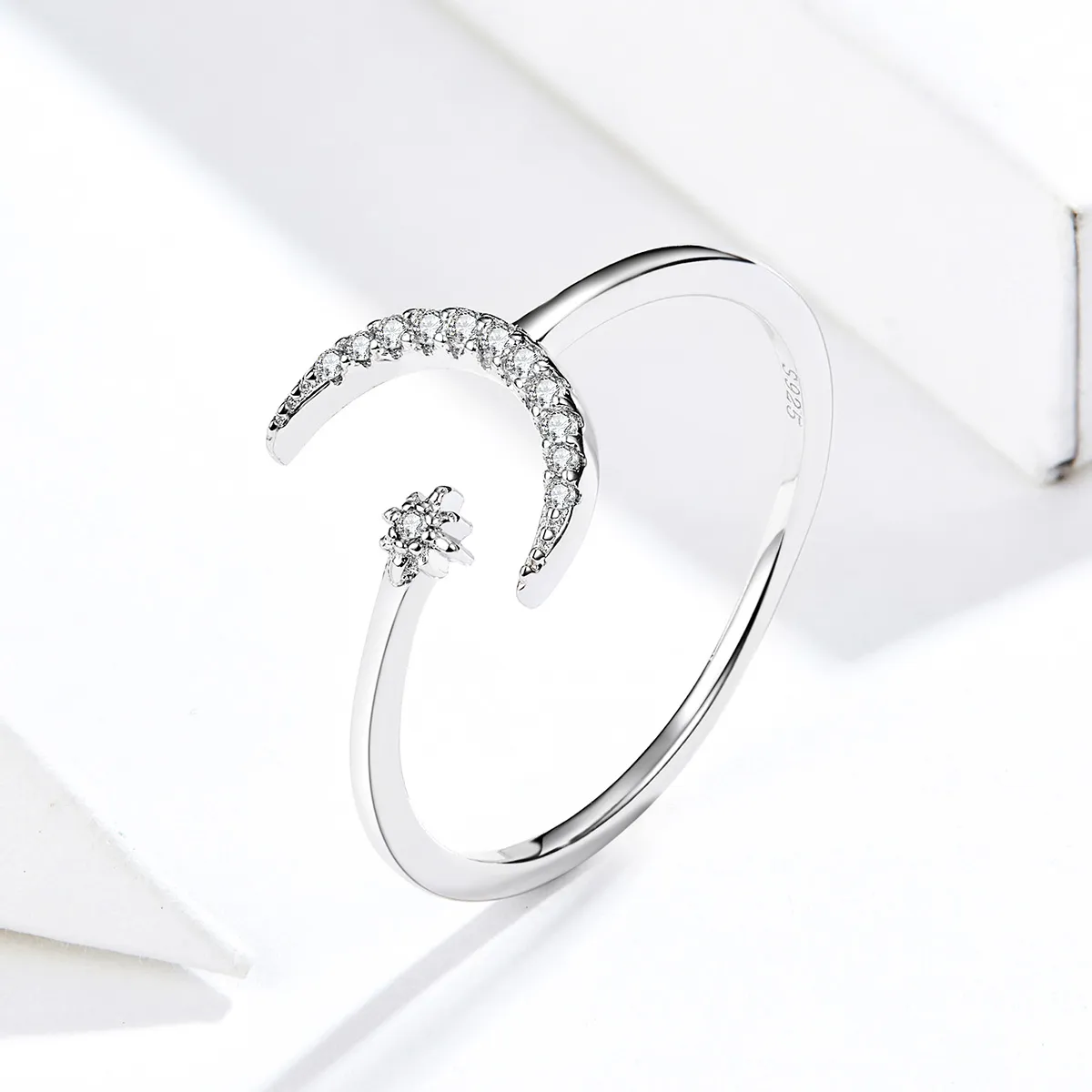 Pandora Style Silver Moon And Star Open Ring - SCR569