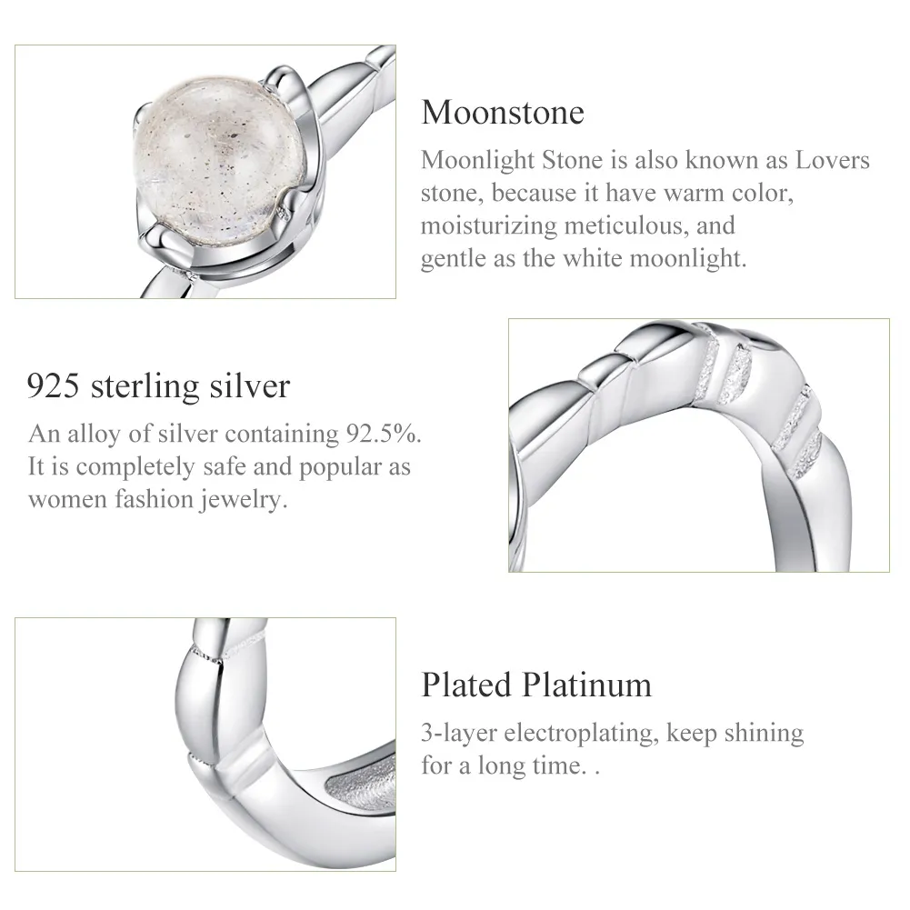 Pandora Style Silver Moonstone Open Ring - SCR536