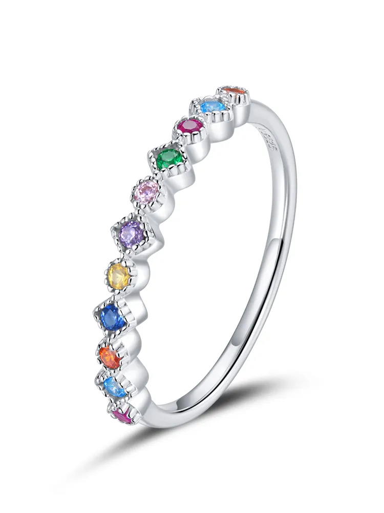 Pandora Style Silver Rainbow Ring - SCR697